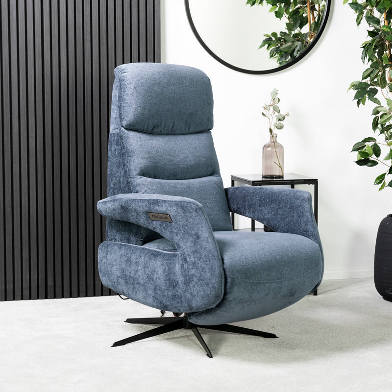 Bali Swivel Power Recliner Chair (Navy Blue)