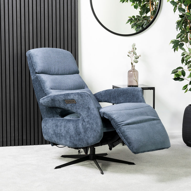Bali Swivel Power Recliner Chair (Navy Blue)
