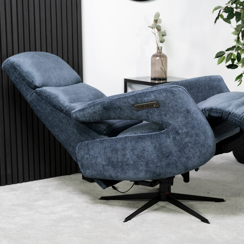 Bali Swivel Power Recliner Chair (Navy Blue)
