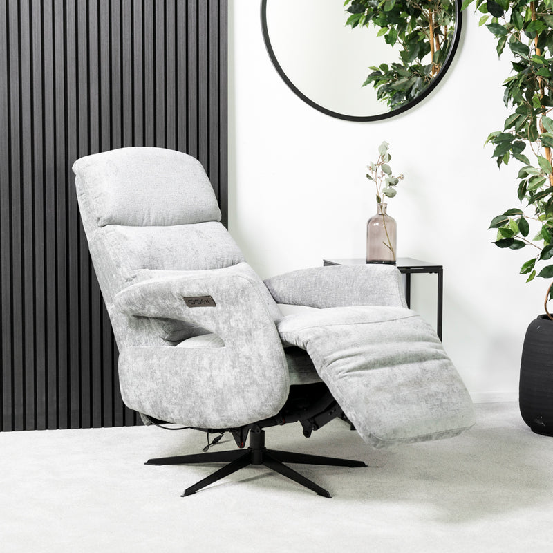 Bali Swivel Power Recliner Chair (Light Grey)