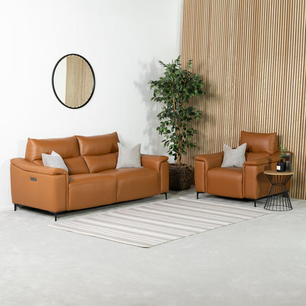 Dohar 3 Seater Leather Power Recliner Sofa