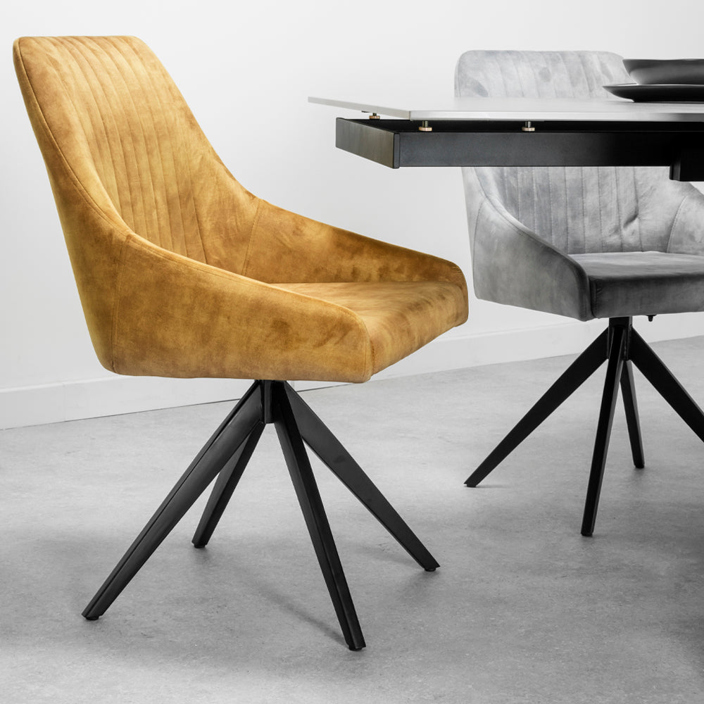 Olympia Light Grey Matt Ceramic Extendable Dining Table & 4 Aiden Dining Chairs