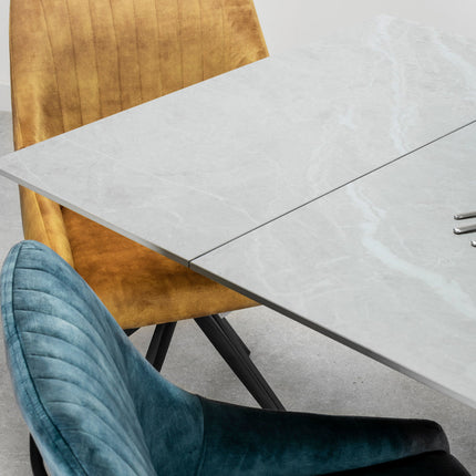 Olympia Light Grey Matt Ceramic Extendable Dining Table (130cm-180cm) & 6 Aiden Dining Chairs