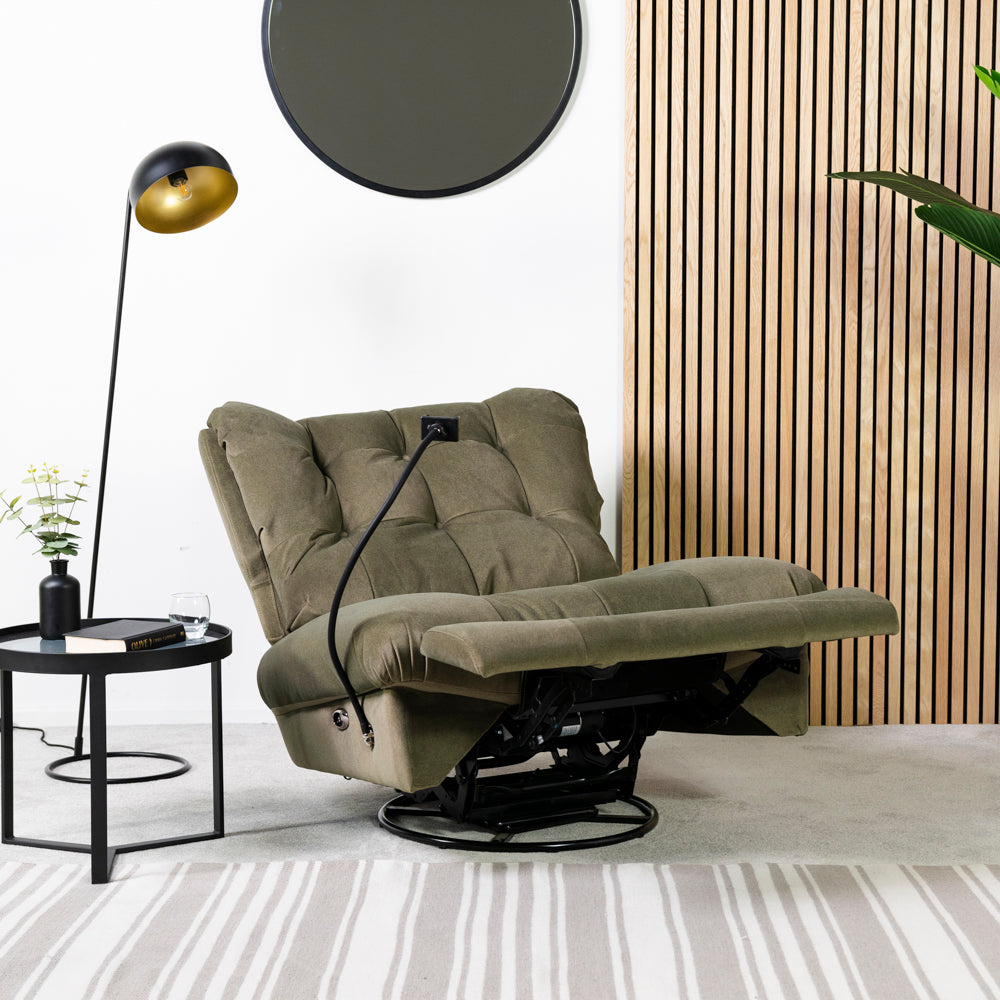 Chill Swivel Rocker Power Recliner Chair - Olive Green