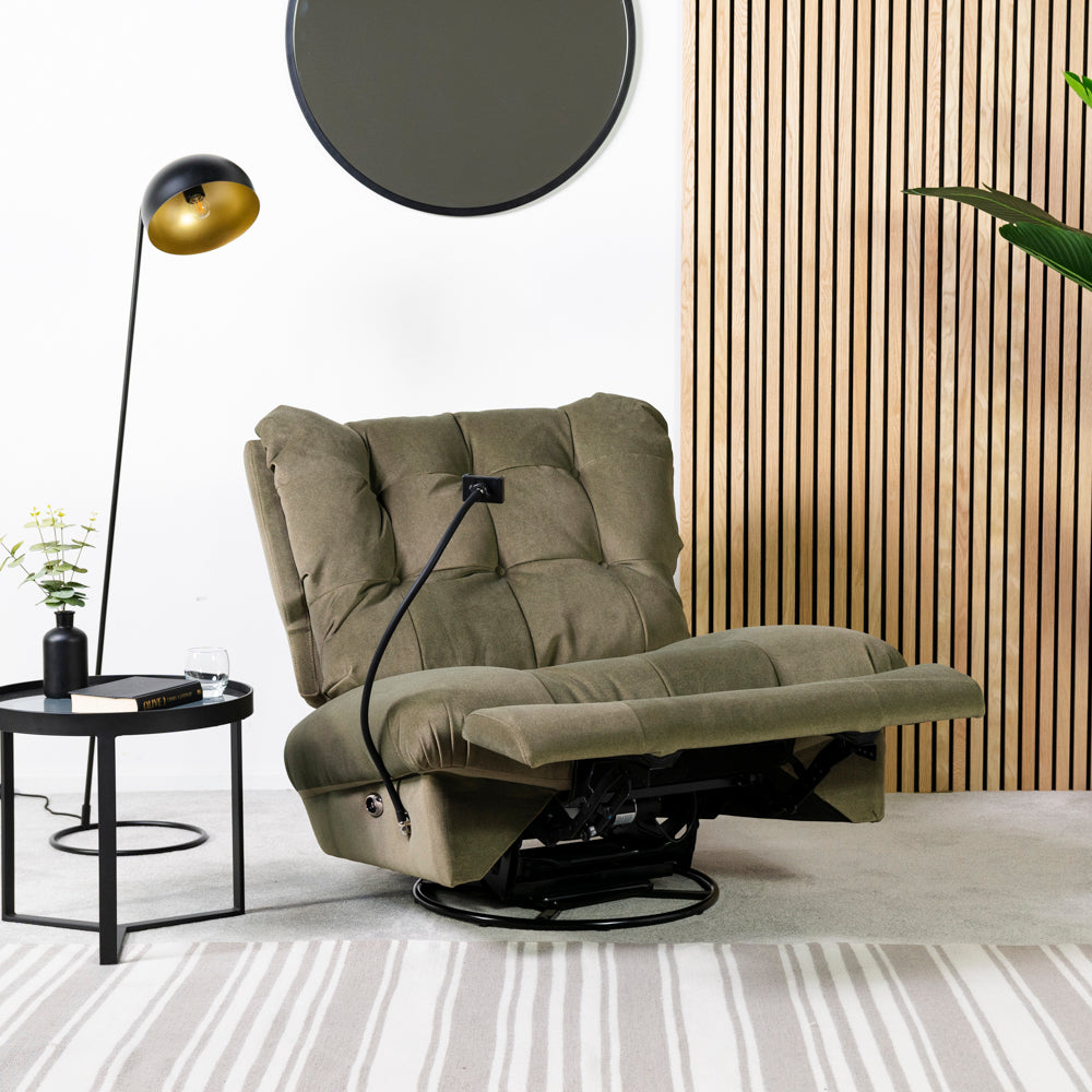 Chill Swivel Rocker Power Recliner Chair - Olive Green