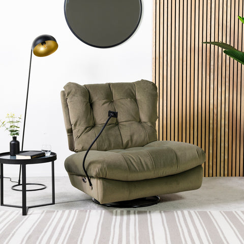 Chill Swivel Rocker Power Recliner Chair - Olive Green