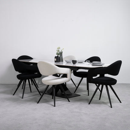 Denver Ceramic Extendable Dining Table (180cm-260cm) & Emma Bouclé Dining Chairs