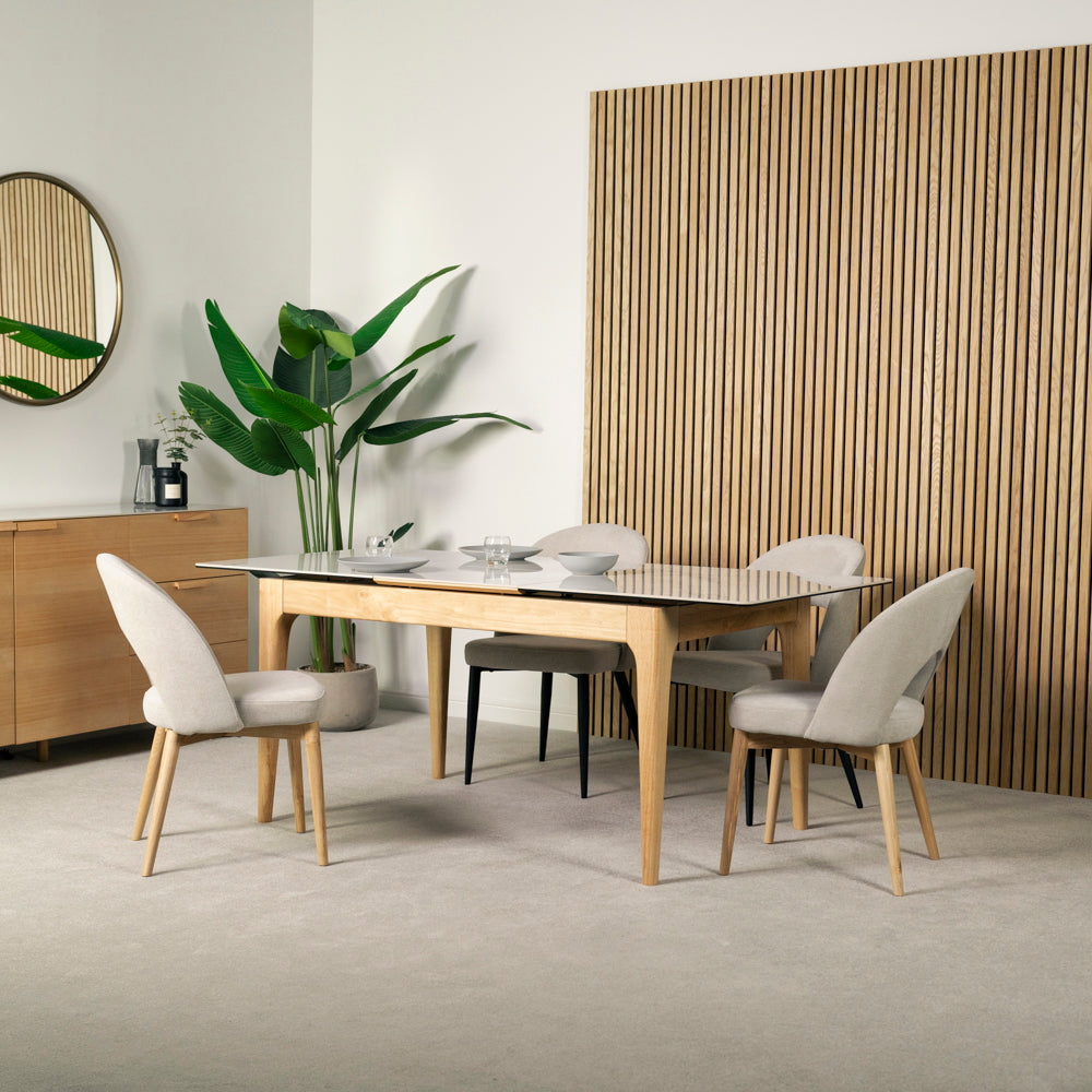 Malmo Extendable Dining Table & Morken Wooden Legs Dining Chairs