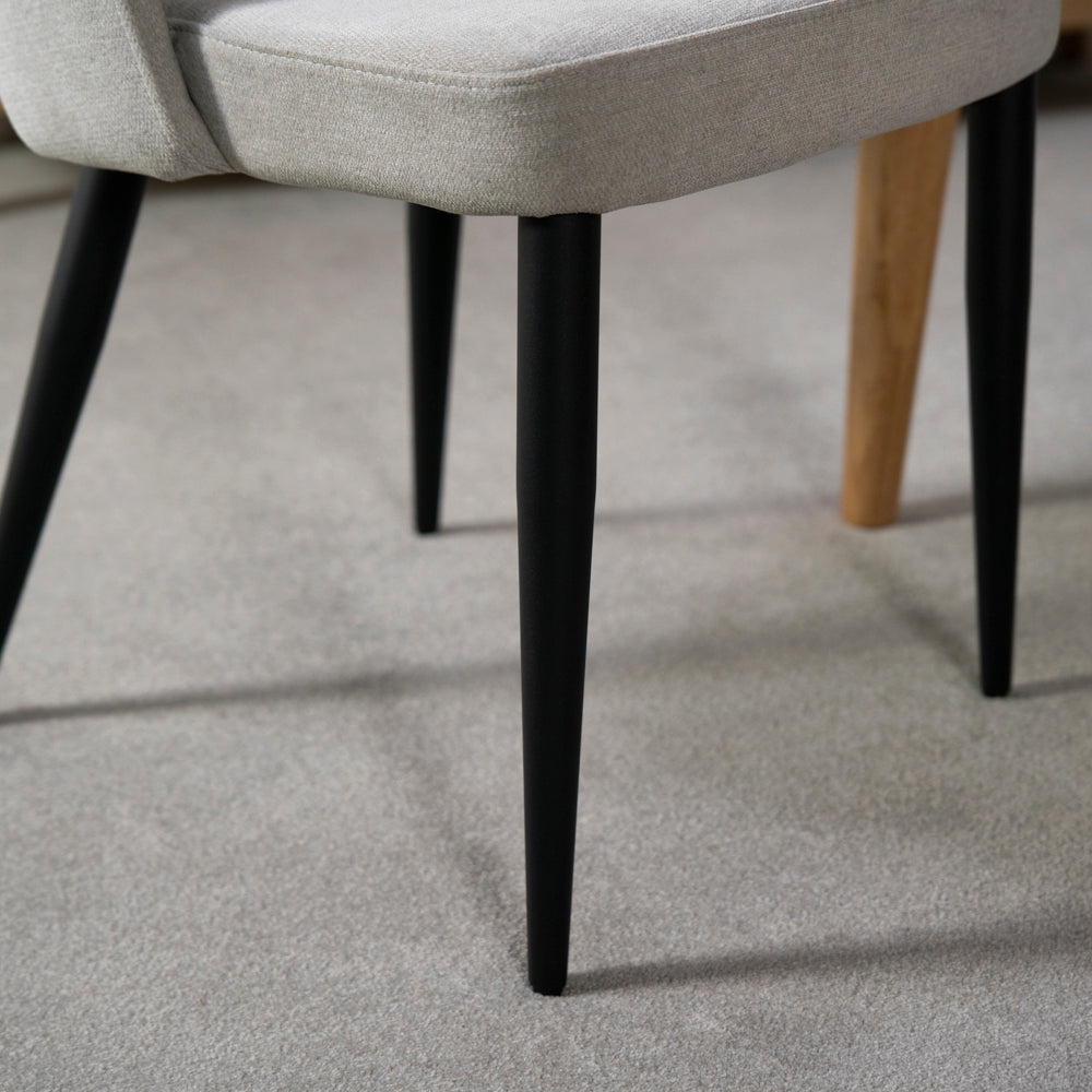 Morken Black Metal Legs Dining Chair - Set Of 2