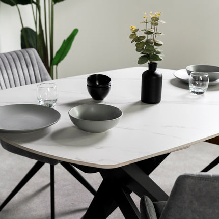 Seattle White Ceramic Extending Dining Table (120cm - 180cm)