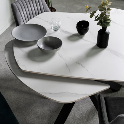 Seattle White Ceramic Extending Dining Table (120cm - 180cm)