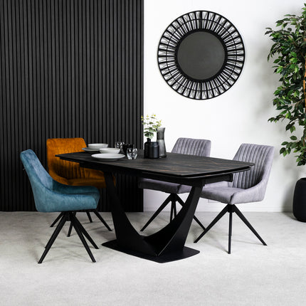 Cosmo Black Ceramic Extending Dining Table (160cm - 240cm)