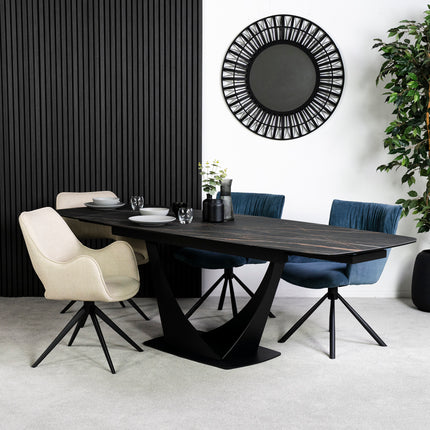 Cosmo Black Ceramic Extending Dining Table (160cm - 240cm)