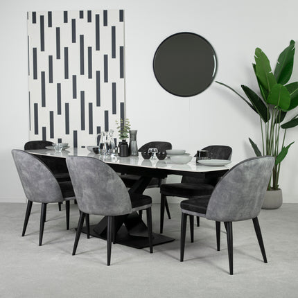 Denver Ceramic Extendable Dining Table (180cm-260cm) & Lindsay Dining Chair