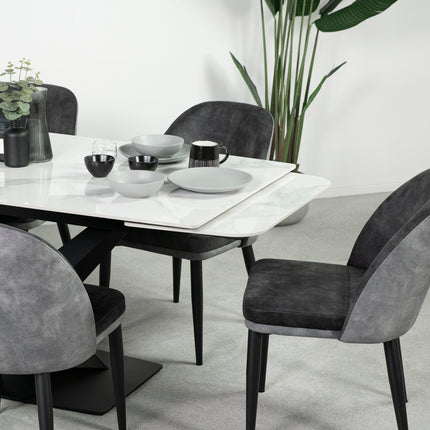 Denver Ceramic Extendable Dining Table (180cm-260cm) & Lindsay Dining Chair