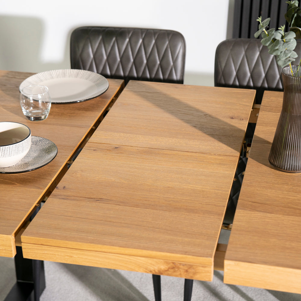Montana Oak Extending Dining Table & Grainger Brown Dining Chairs