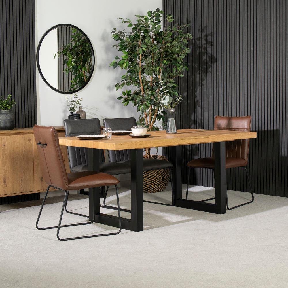 Montana Oak Extending Dining Table & Grainger Brown Dining Chairs