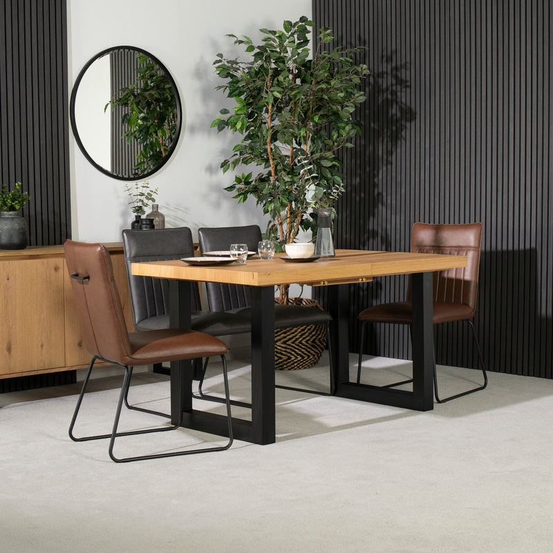 Montana Oak Extending Dining Table & Grainger Grey Dining Chairs