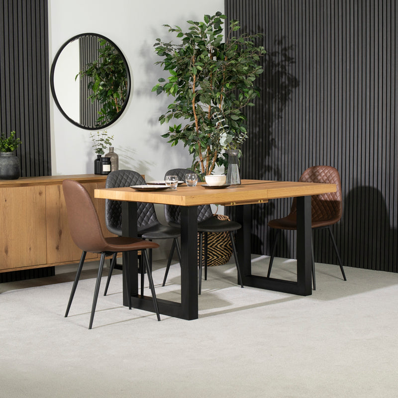Montana Oak Extending Dining Table & Dallas Grey Dining Chairs