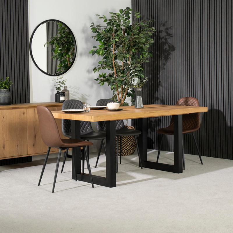 Montana Oak Extending Dining Table & Dallas Grey Dining Chairs