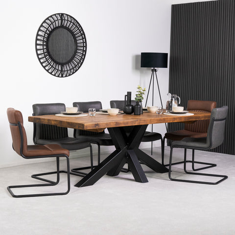 Prague 2M Fixed Top Dining Table & 6 Auburn Chairs Package Deal