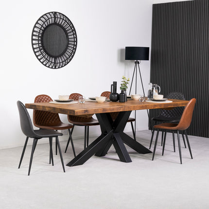 Prague 2M Fixed Top Dining Table & 6 Dallas Chairs Package Deal