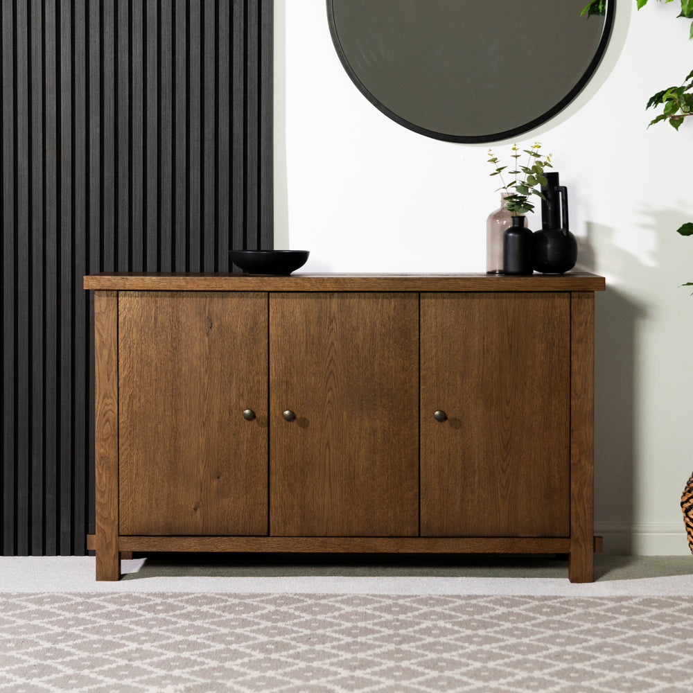 Quebec Oak 3 Door Sideboard