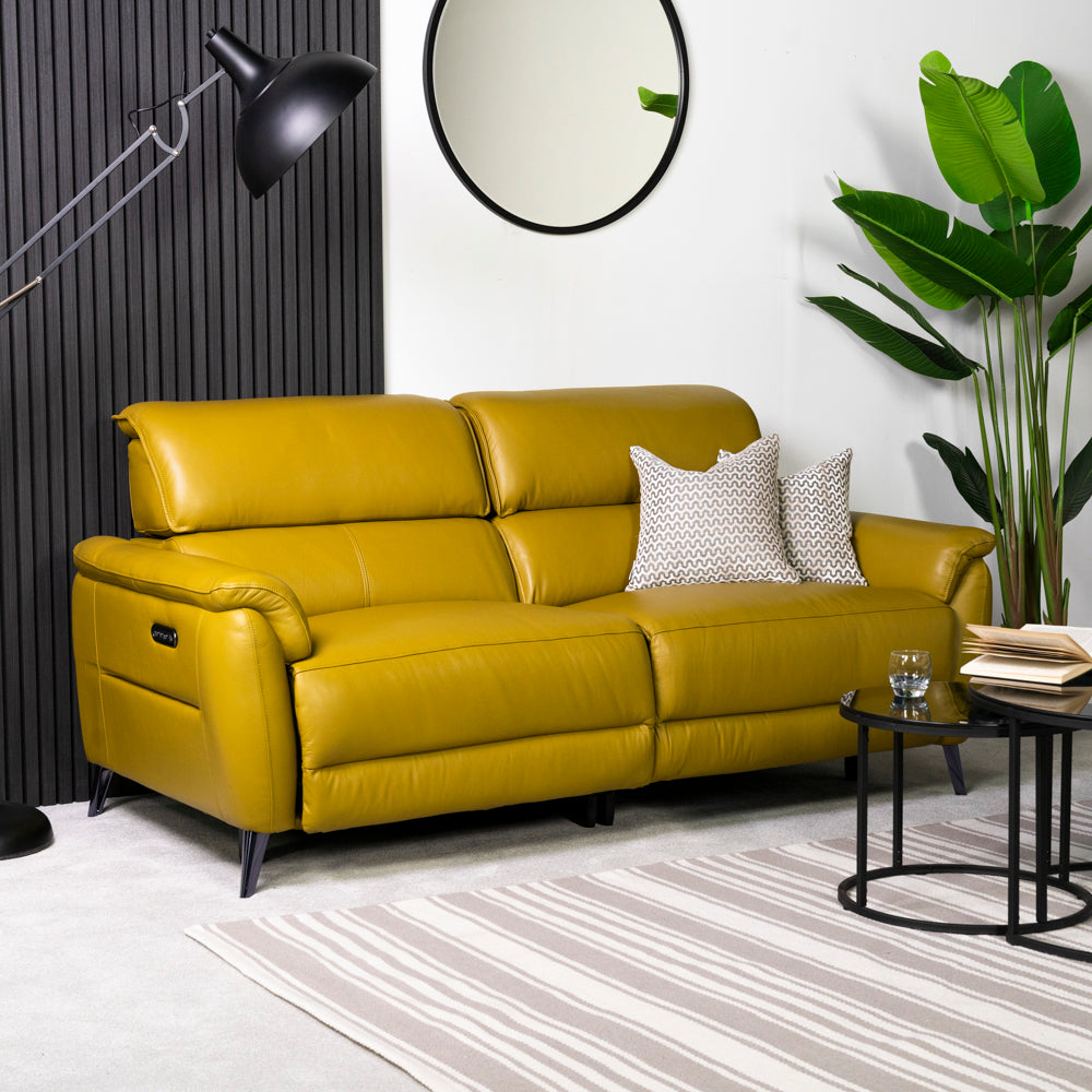 Wesley 3 Seater Power Leather Recliner Sofa