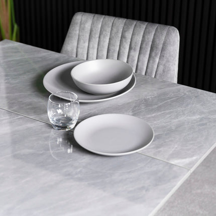 Vegas Light Grey Extendable Ceramic Dining Table with Chrome Leg (160cm-240cm)