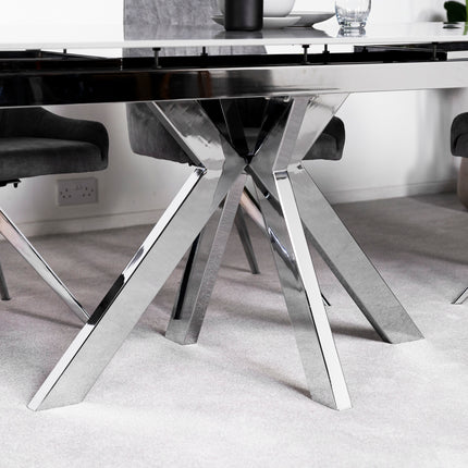 Vegas Light Grey Extendable Ceramic Dining Table with Chrome Leg (160cm-240cm)