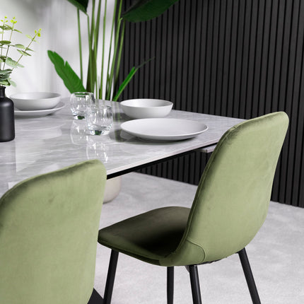 Olympia Light Grey Ceramic Extendable Dining Table (160cm-240cm) & Alston Dining Chairs