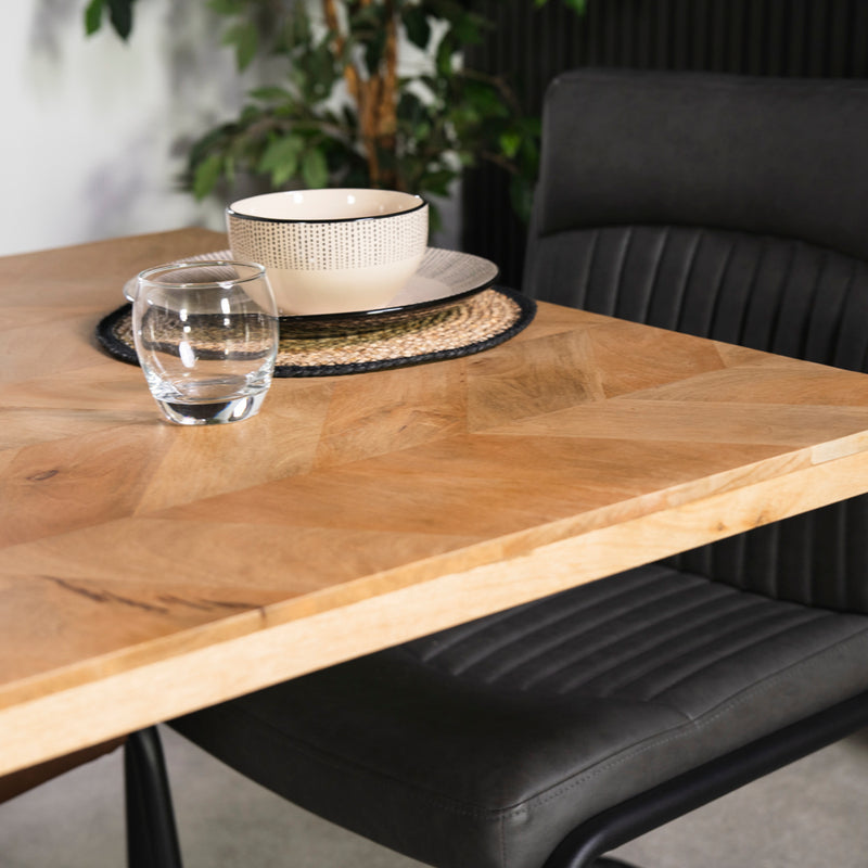 Nautilus 160cm Fixed Top Dining Table & Bogart Black Dining Chairs