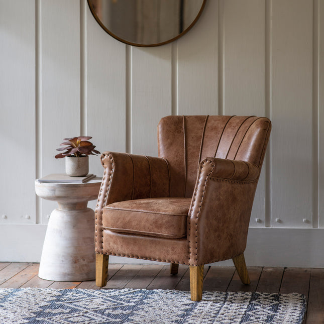 Prescott Brown Leather Armchair