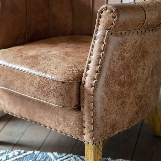 Prescott Brown Leather Armchair