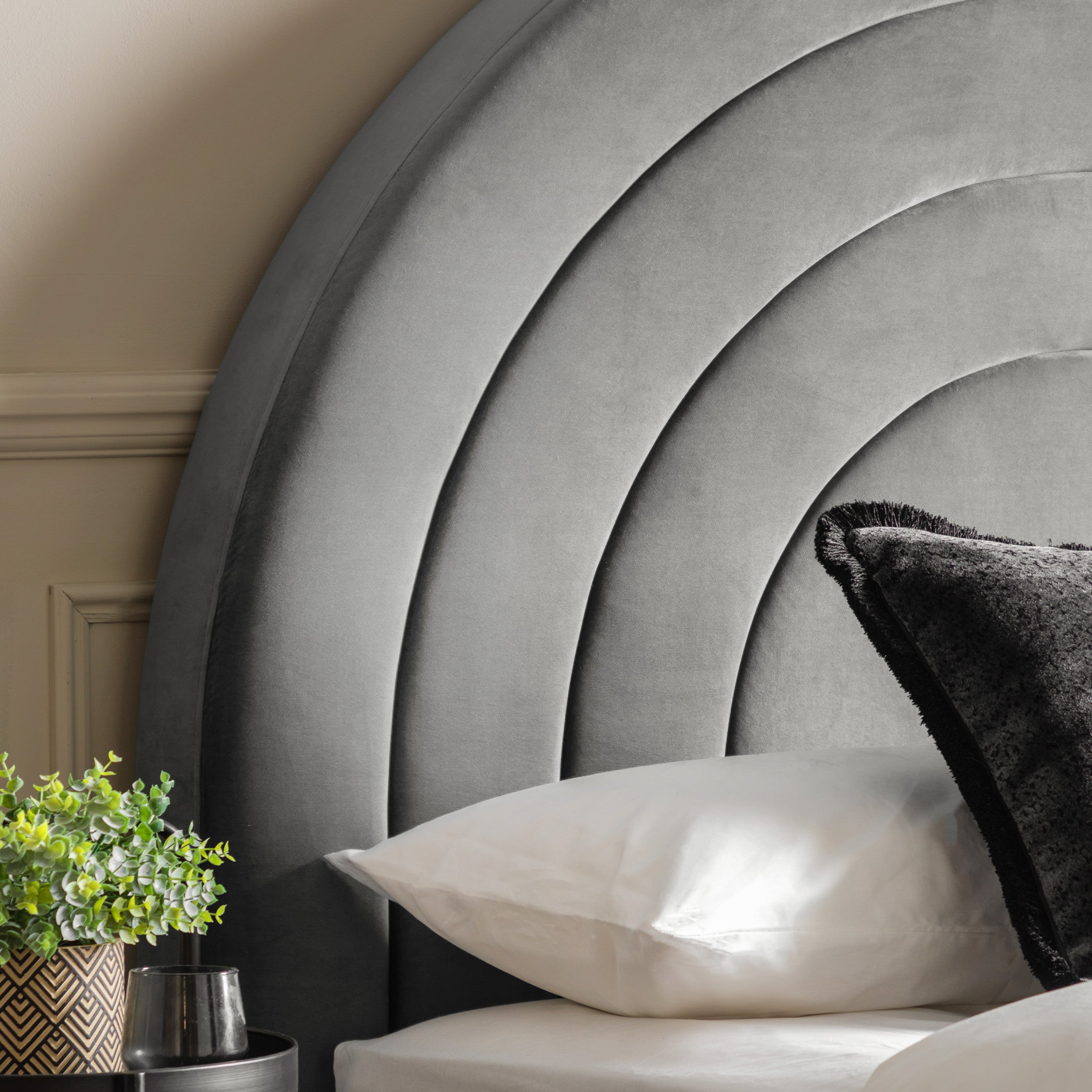 Arch King Size Grey Bedstead