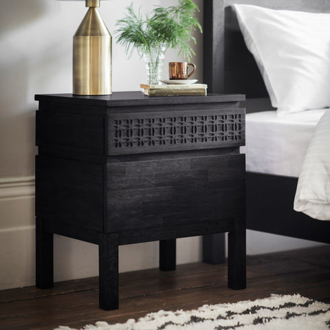 Serenity Black 2 Drawer Bedside Chest