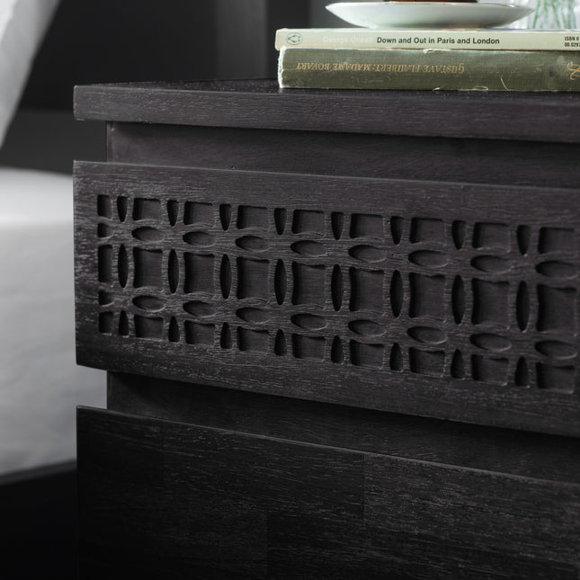 Serenity Black 2 Drawer Bedside Chest