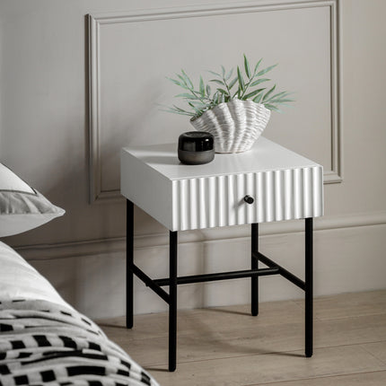 Kensley White 1 Drawer Bedside Table