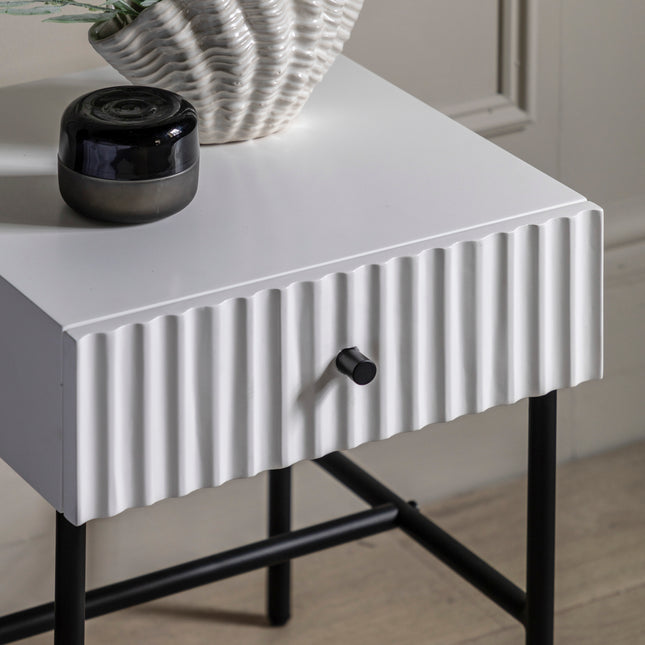 Kensley White 1 Drawer Bedside Table