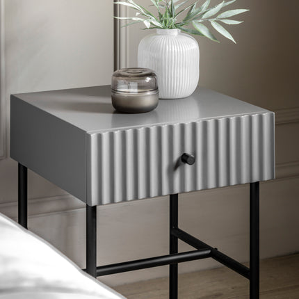 Kensley Grey 1 Drawer Bedside Table