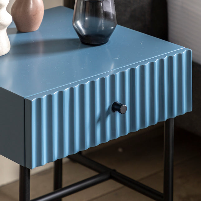 Kensley Blue 1 Drawer Bedside Table