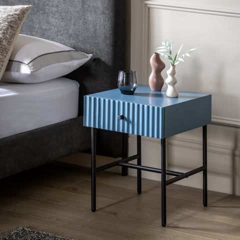 Kensley Blue 1 Drawer Bedside Table