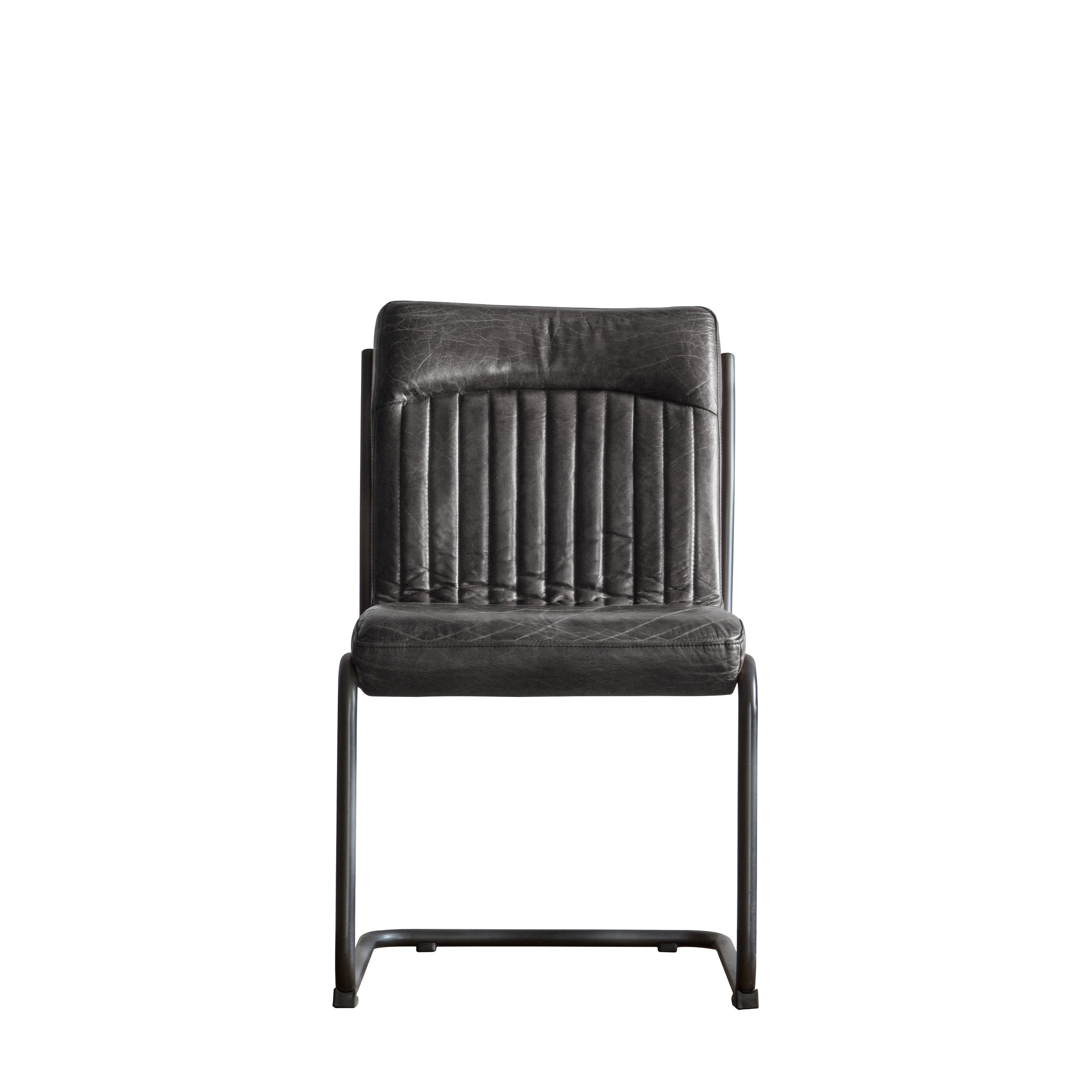 Varenna Antique Ebony Leather Dining Chair