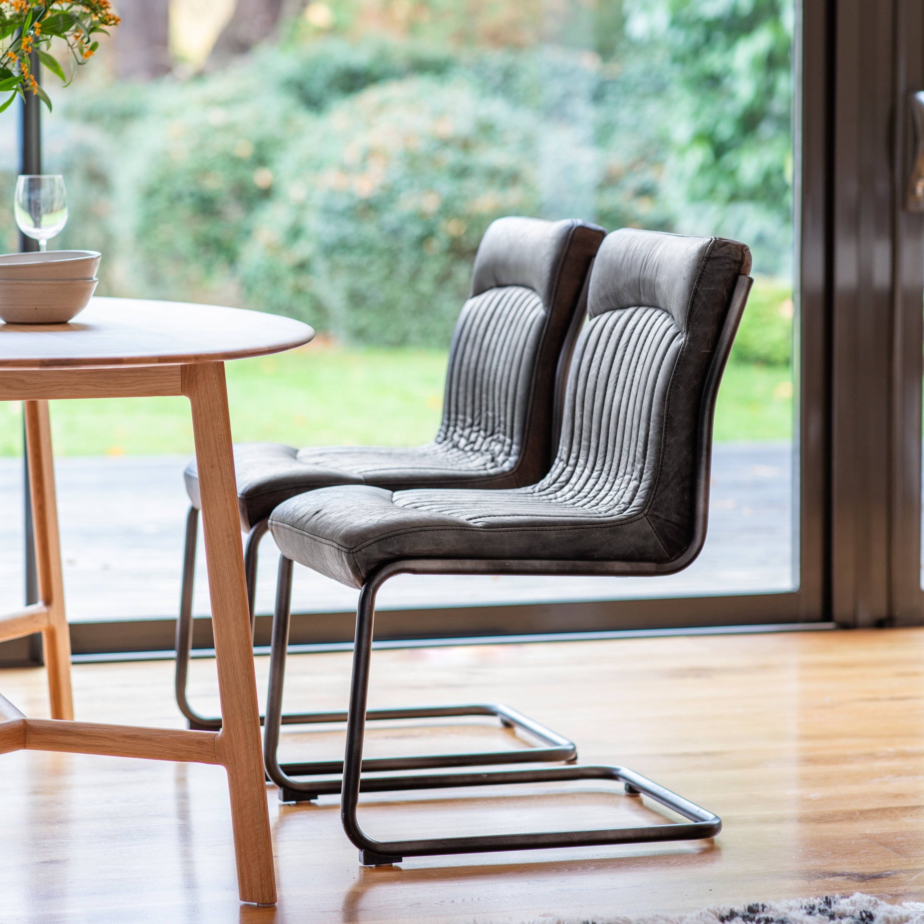 Varenna Antique Ebony Leather Dining Chair