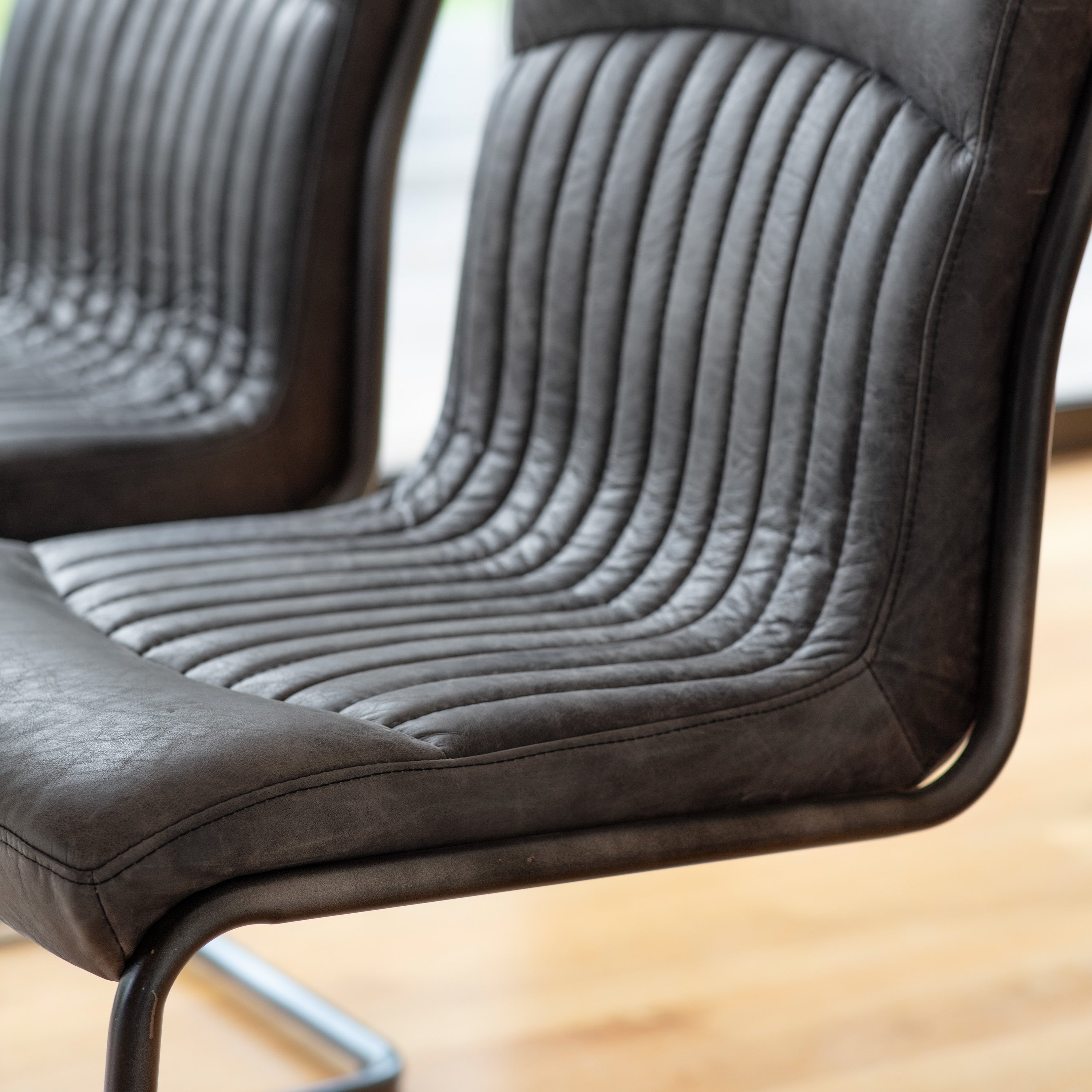 Varenna Antique Ebony Leather Dining Chair