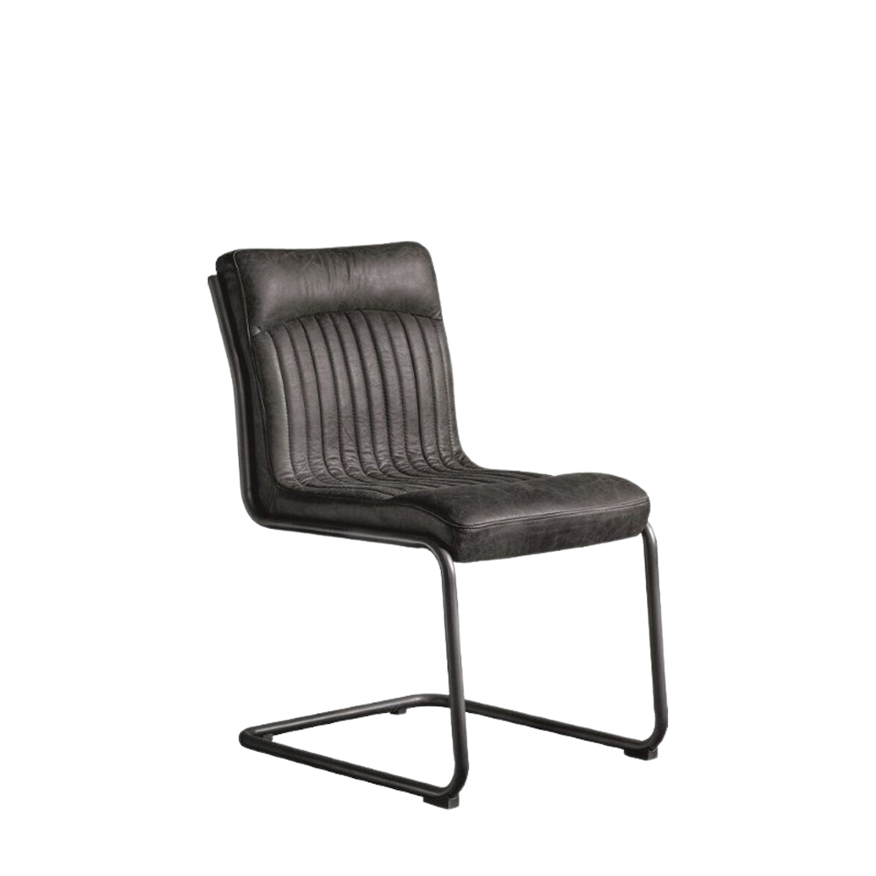 Varenna Antique Ebony Leather Dining Chair