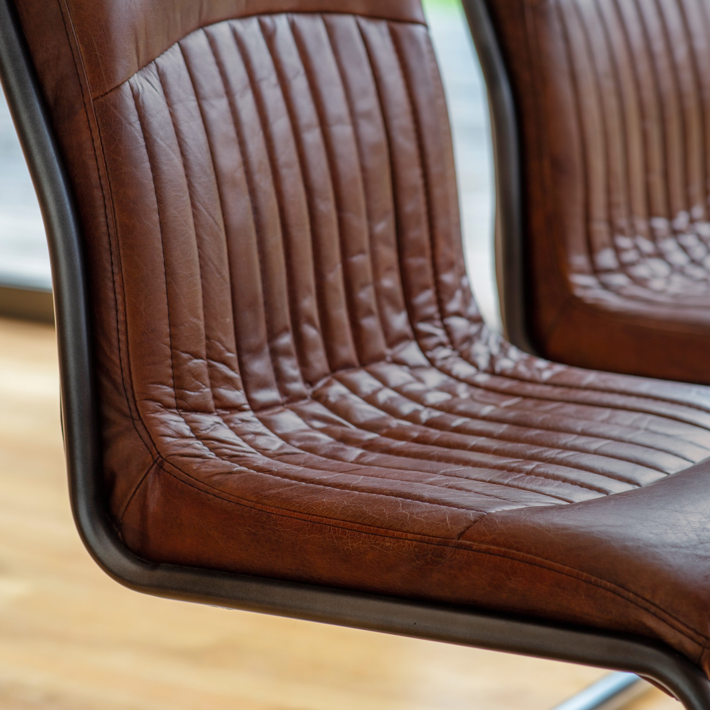 Varenna Antique Tan Leather Dining Chair