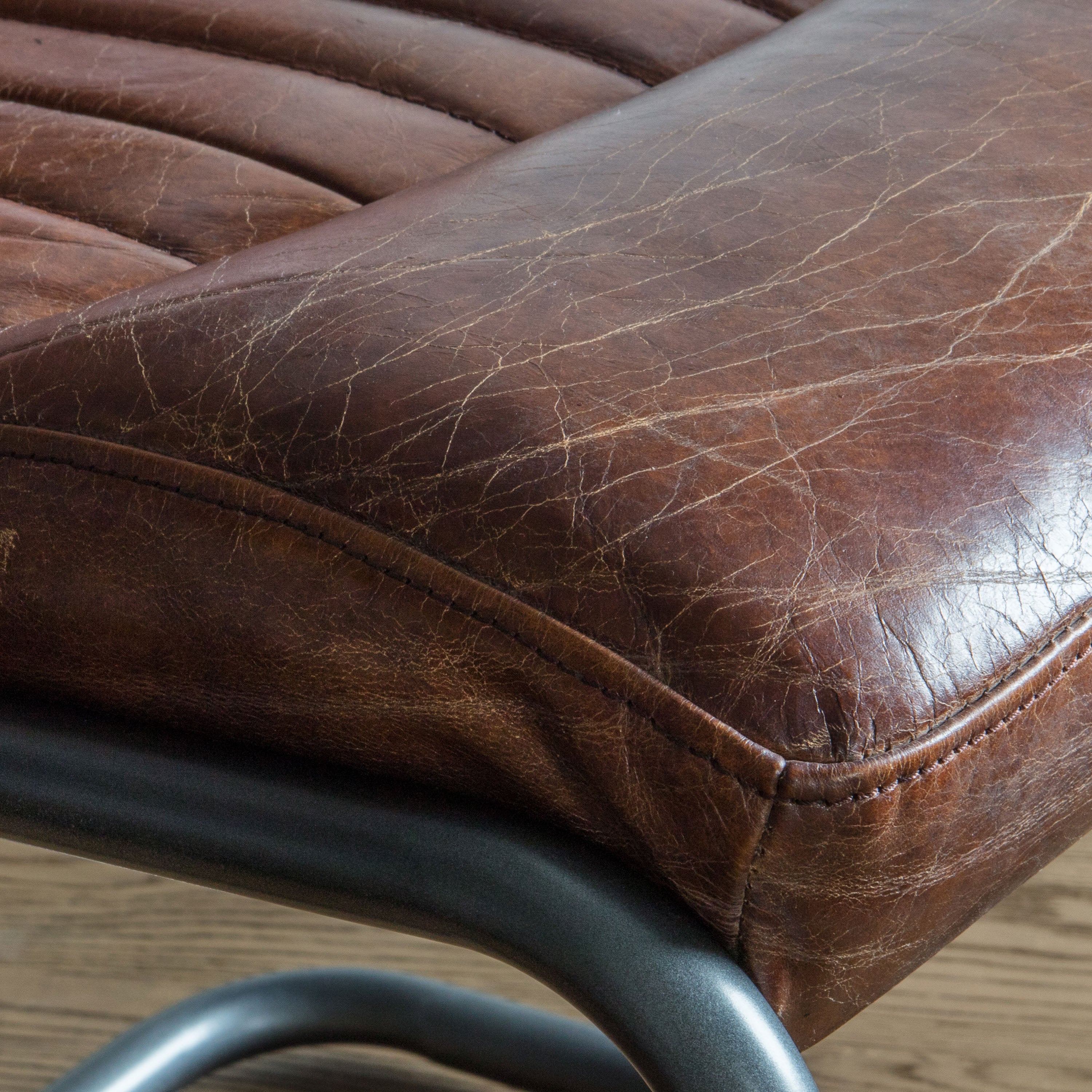 Varenna Antique Tan Leather Dining Chair