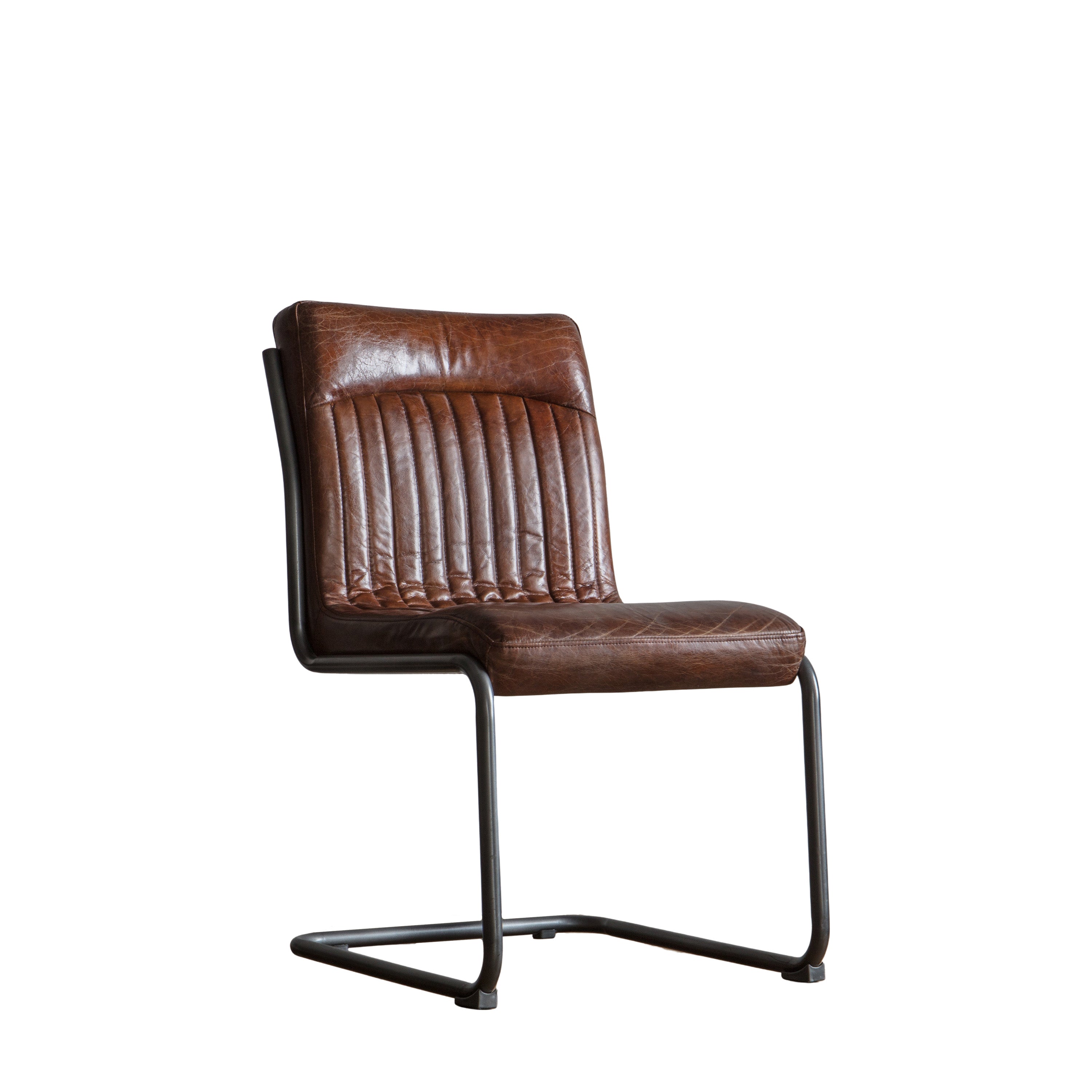 Varenna Antique Tan Leather Dining Chair