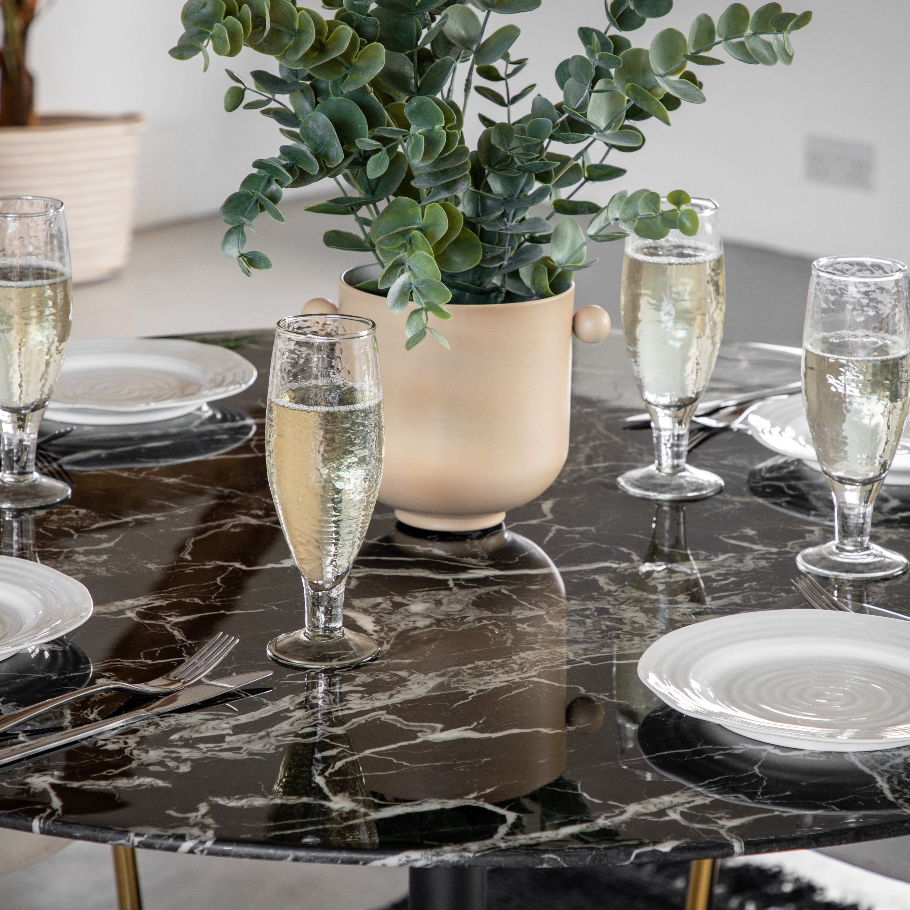 Whitmore Black Effect Round Dining Table